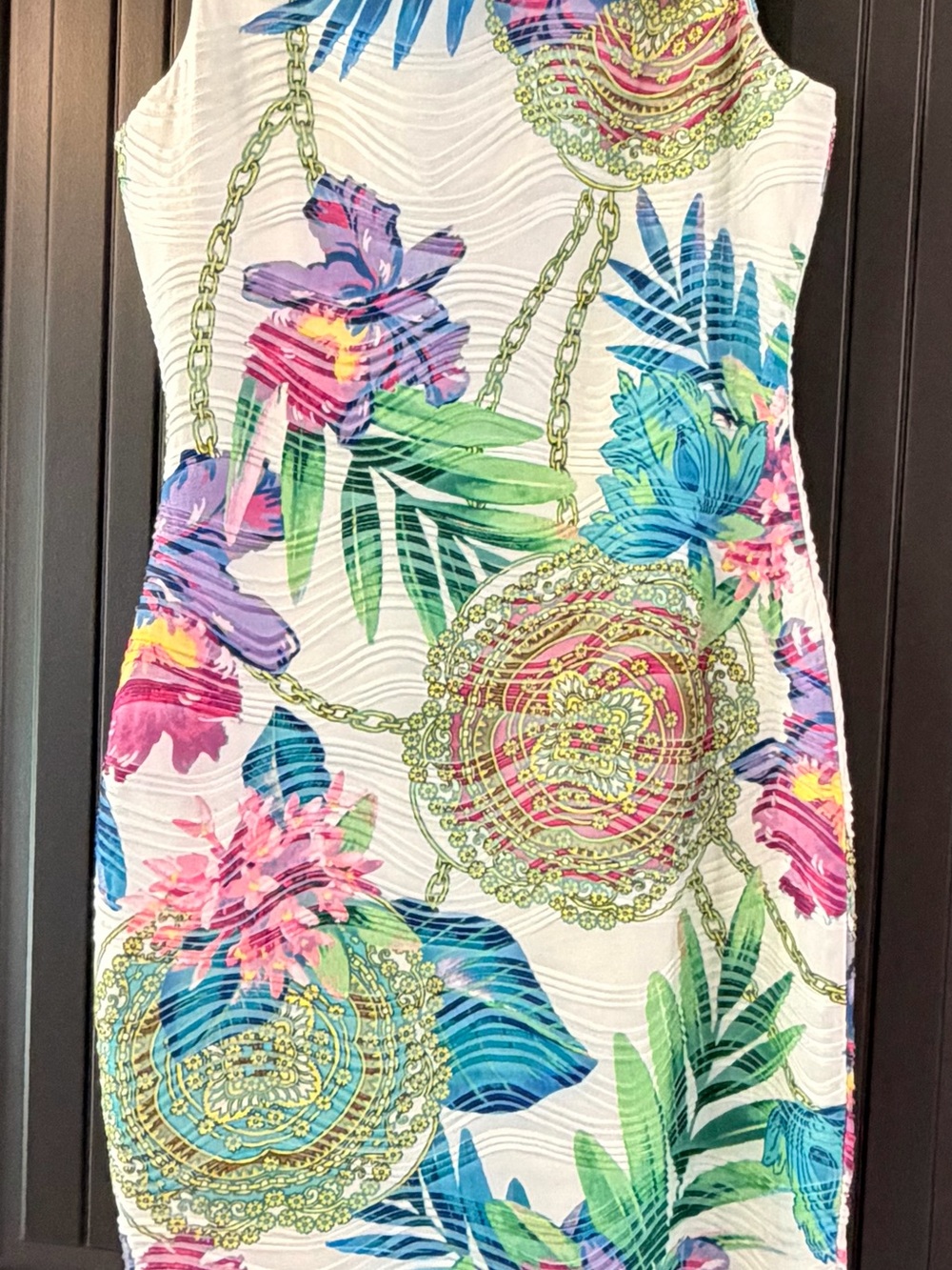 Jennifer Lopez White Tropical Print Sheath Dress - Picture 2 of 3